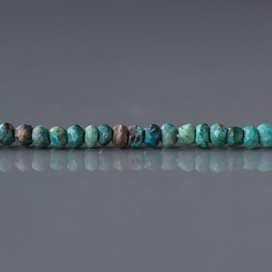 4mm Chrysocolla Beads ‚Äì Hand Faceted Round Natural Gemstone 6.25" Strand