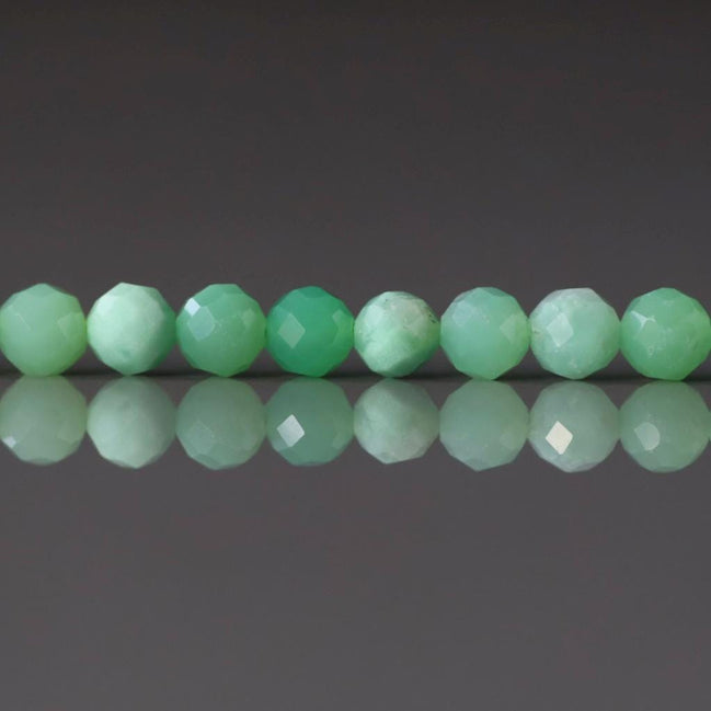4mm Chrysoprase Faceted Beads 15" Mint Green Genuine Gemstone Beads Pastel Green Crystal Beads for Jewelry Making Beading Craft Gift Beads