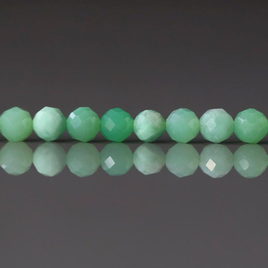 4mm Chrysoprase Faceted Beads 15" Mint Green Genuine Gemstone Beads Pastel Green Crystal Beads for Jewelry Making Beading Craft Gift Beads