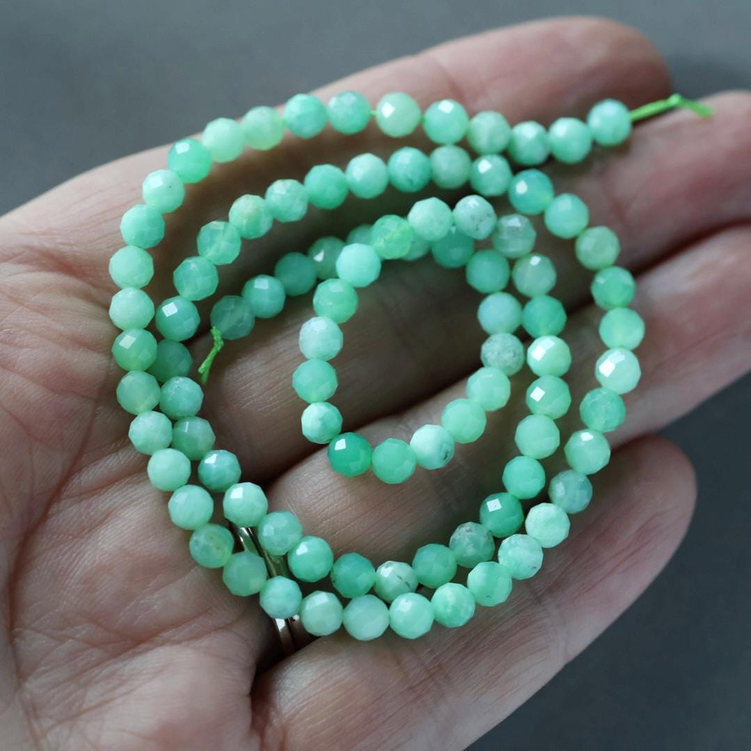 4mm Chrysoprase Beads ‚Äì Faceted Round Natural Gemstone 15" Strand