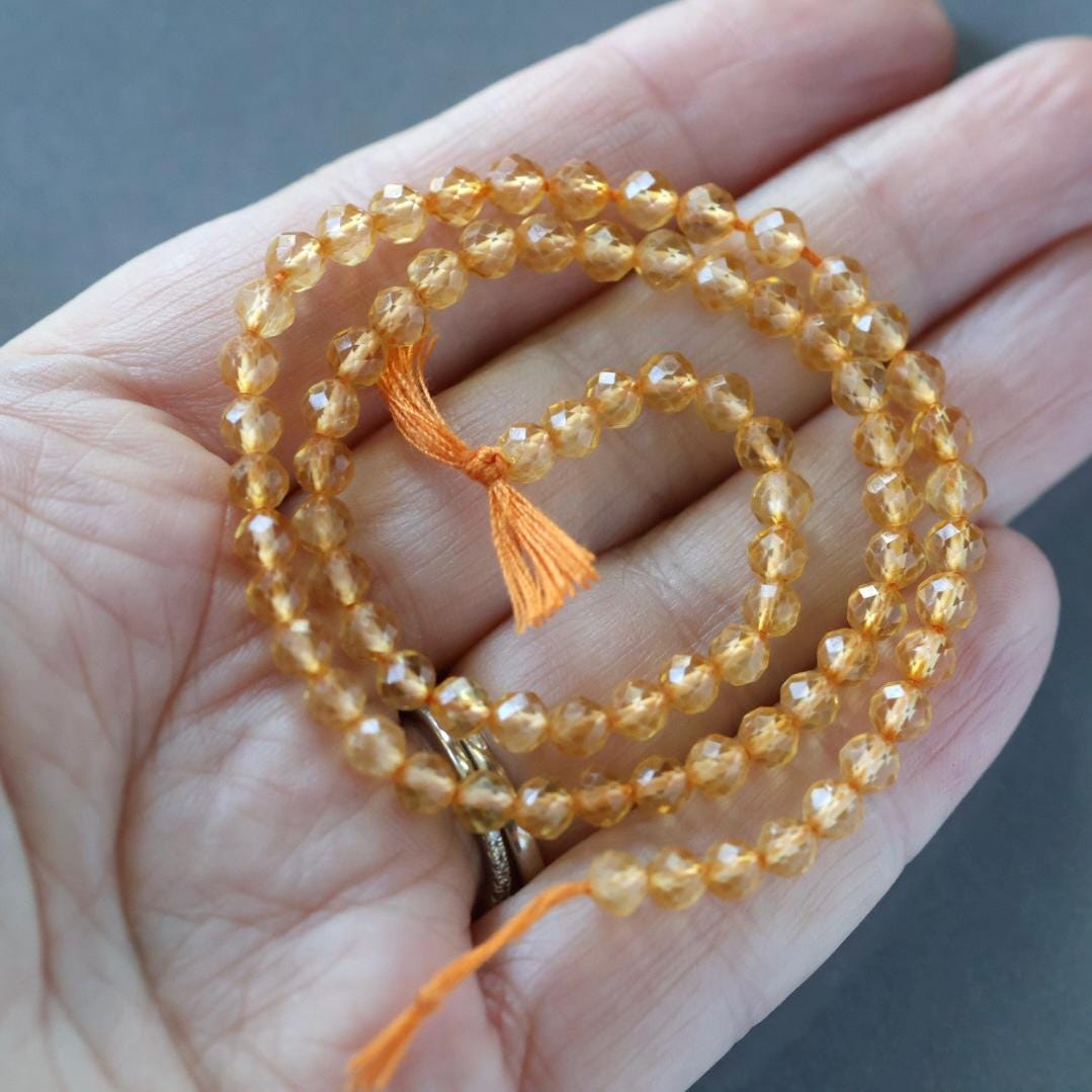 4mm Natural Citrine Beads Micro Faceted 12.5" Genuine Gemstone Beads for Jewelry Making Beading Craft Gift Beads November Birthstone
