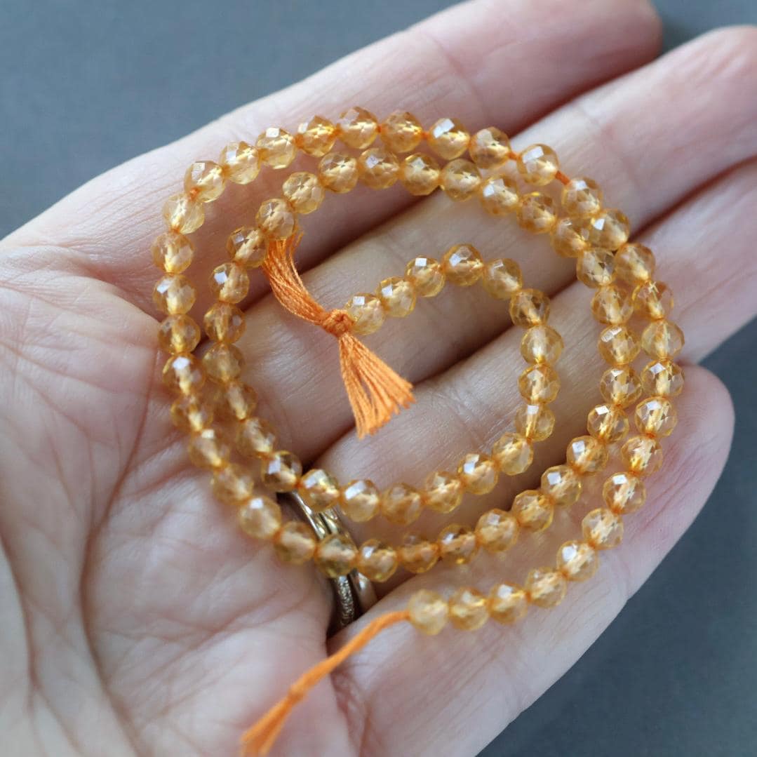 4mm Citrine Beads ‚Äì Faceted Round Natural Gemstone 12.5" Strand