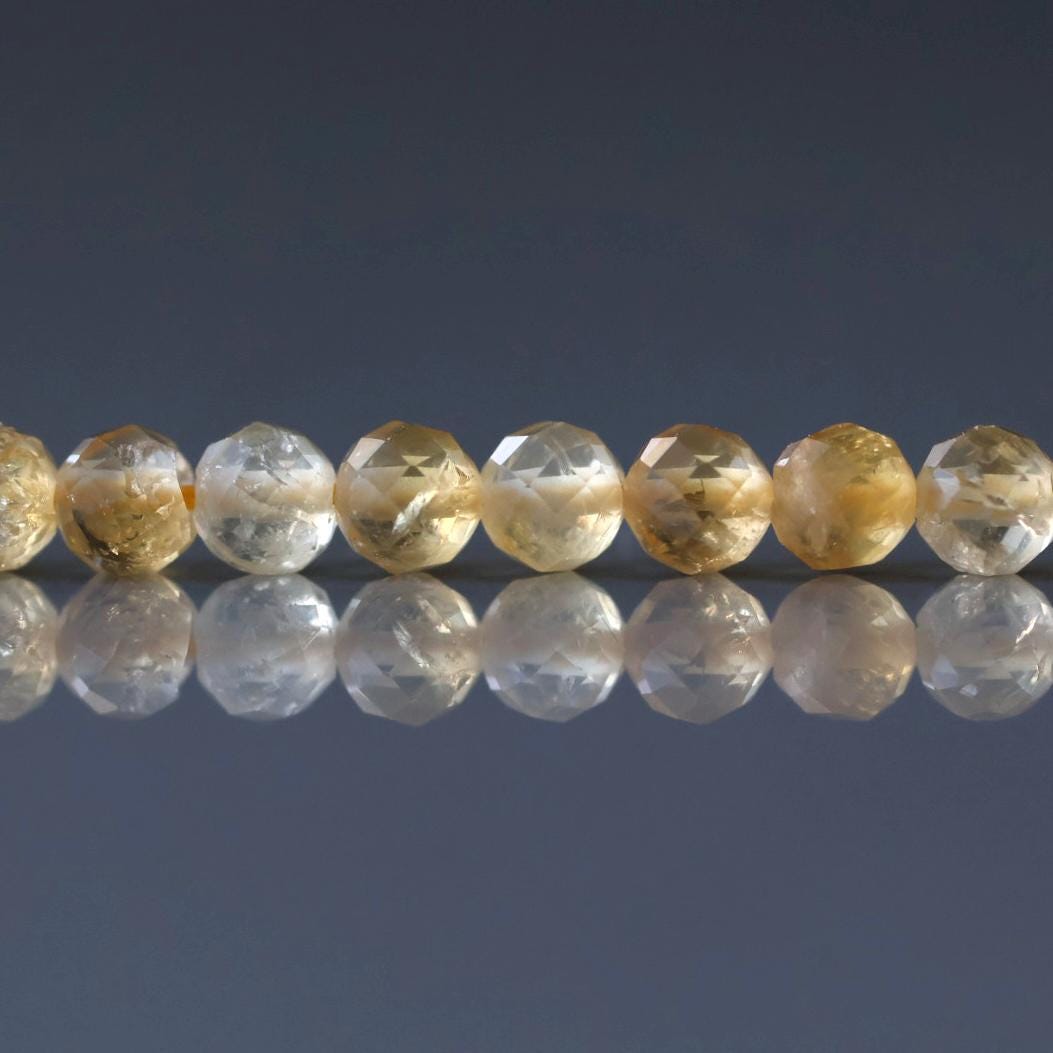 4mm Citrine Beads - Faceted Round Natural Gemstone 15" Strand