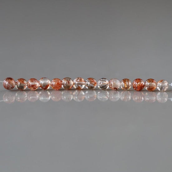 4mm Cooper Rutilated Quartz Beads Top Quality Smooth Genuine Rutile Quartz Beads 14 Pcs Gemstone Beads for Jewelry Making