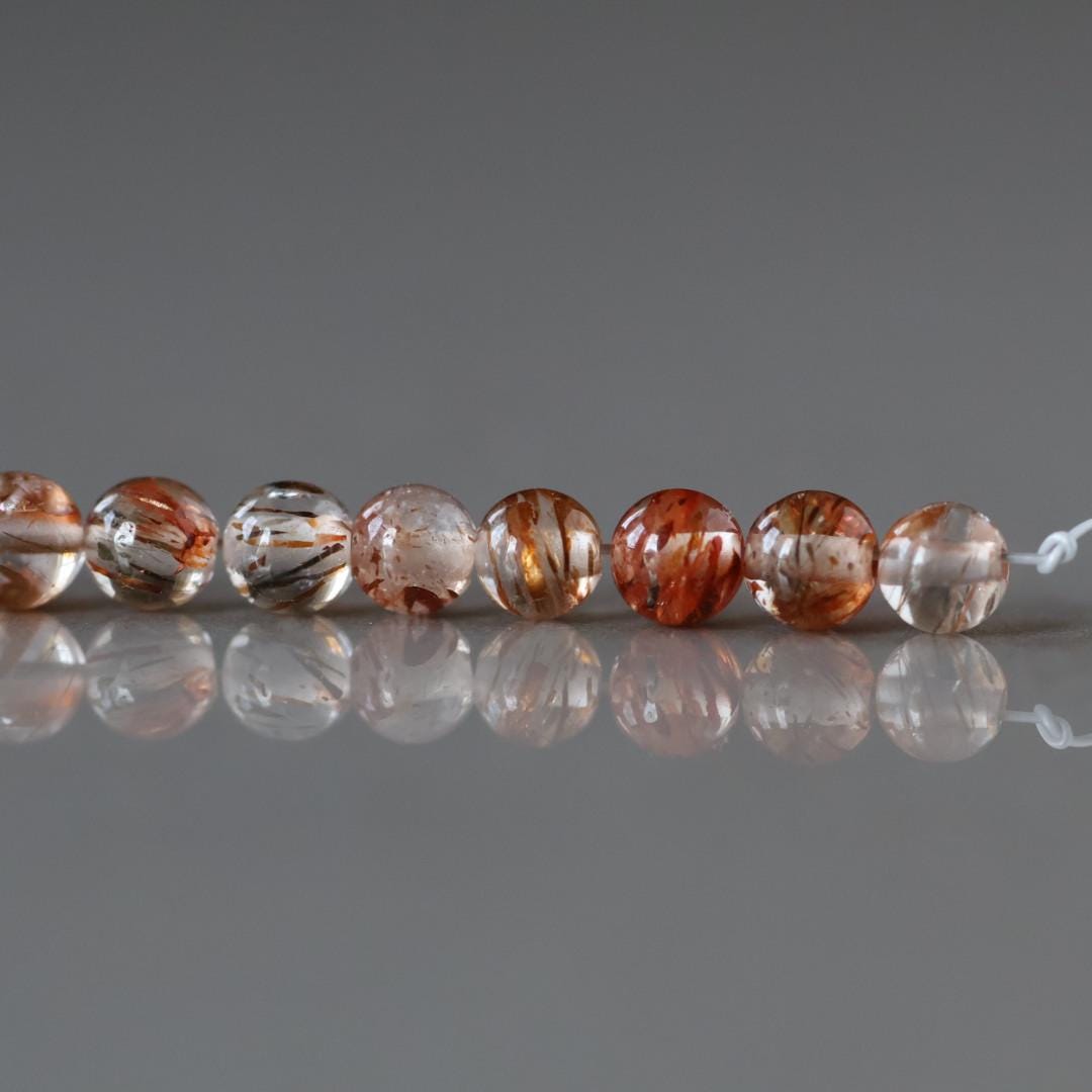 4mm Cooper Rutilated Quartz Beads Top Quality Smooth Genuine Rutile Quartz Beads 14 Pcs Gemstone Beads for Jewelry Making