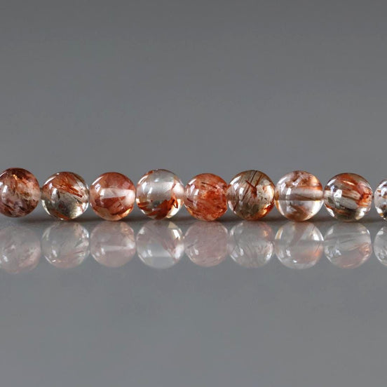 4mm Cooper Rutilated Quartz Beads Top Quality Smooth Genuine Rutile Quartz Beads 14 Pcs Gemstone Beads for Jewelry Making