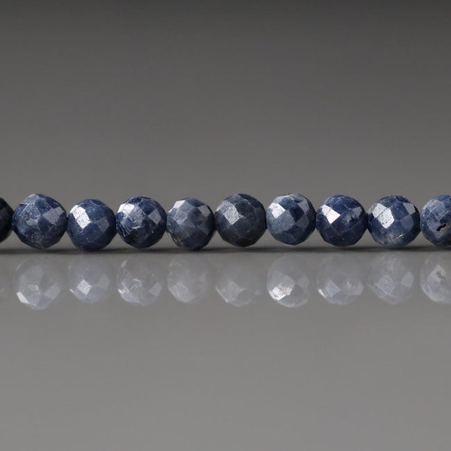 4mm Natural Sapphire Beads Dark Blue Sapphire Faceted 15" Genuine Gemstone Beads Jewelry Making Beading Craft Gift September Birthstone