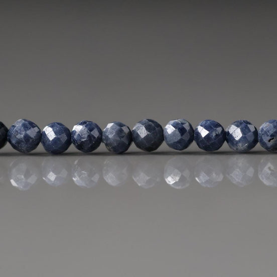 4mm Natural Sapphire Beads Dark Blue Sapphire Faceted 15" Genuine Gemstone Beads Jewelry Making Beading Craft Gift September Birthstone