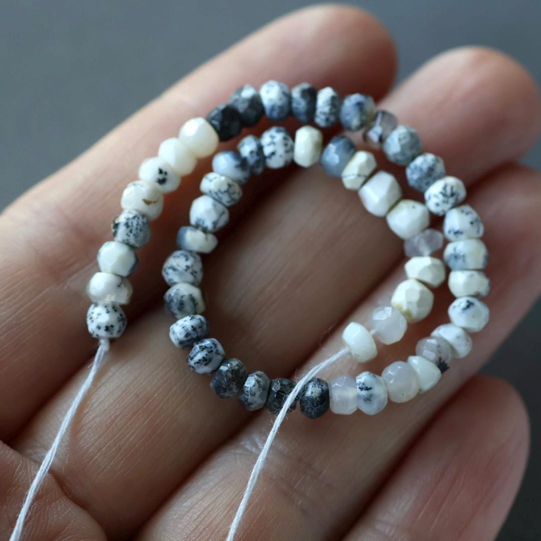 4mm Dendrite Opal Beads – Natural Rondelle Gemstone 6.25" Strand