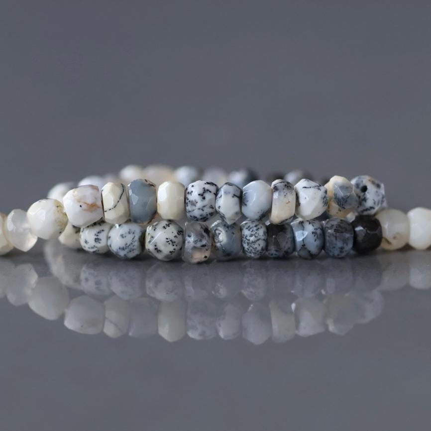 4mm Dendrite Opal Beads – Natural Rondelle Gemstone 6.25" Strand