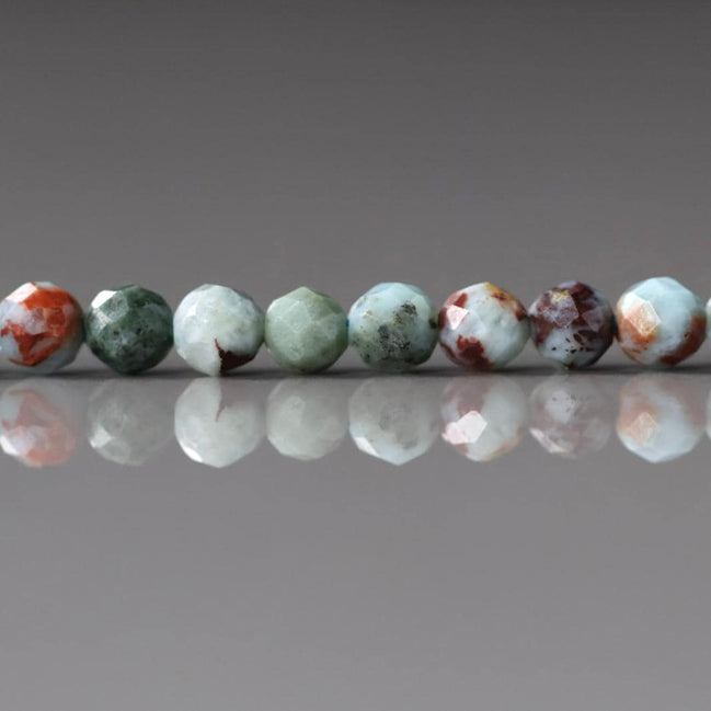 4mm Dominican Larimar Beads ‚Äì Faceted Round Natural Gemstone 15" Strand