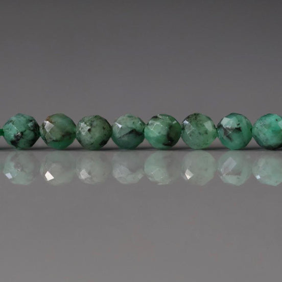 4mm Emerald Beads – Faceted Round Natural Gemstone 15" Strand
