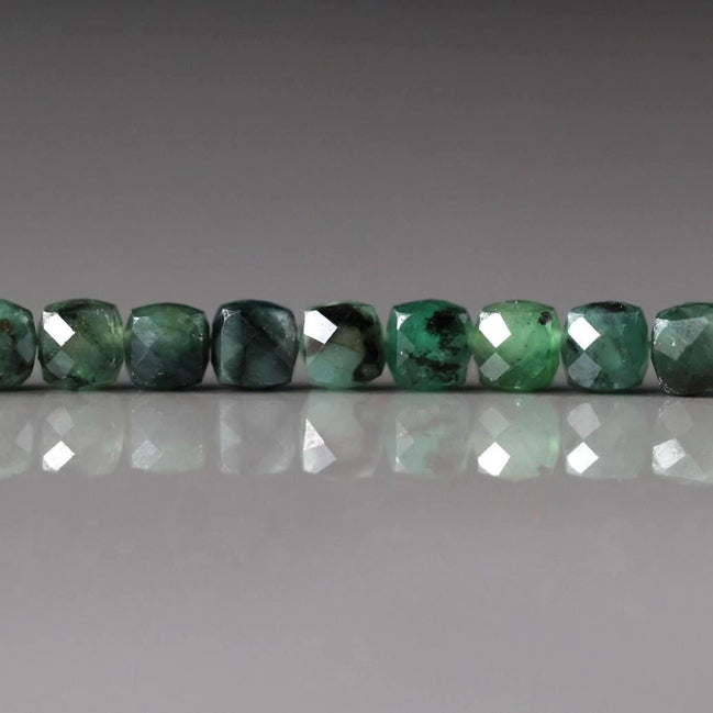 4mm AAA Natural Emerald Beads Cube Faceted 10 PCs Raw Emerald Genuine Gemstone Beads Genuine Emerald for Jewelry Making Beading Craft Gift