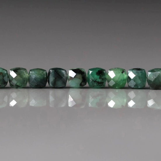 4mm AAA Natural Emerald Beads Cube Faceted 10 PCs Raw Emerald Genuine Gemstone Beads Genuine Emerald for Jewelry Making Beading Craft Gift