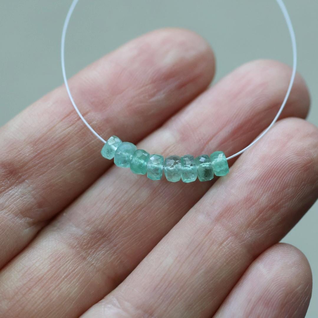 4mm 4.5mm Genuine Colombian Emerald Rondelle Beads Faceted Natural Gemstone for DIY Jewelry Making