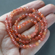 4mm Genuine Salmon Agate Beads - Faceted Round Natural Gemstone 15