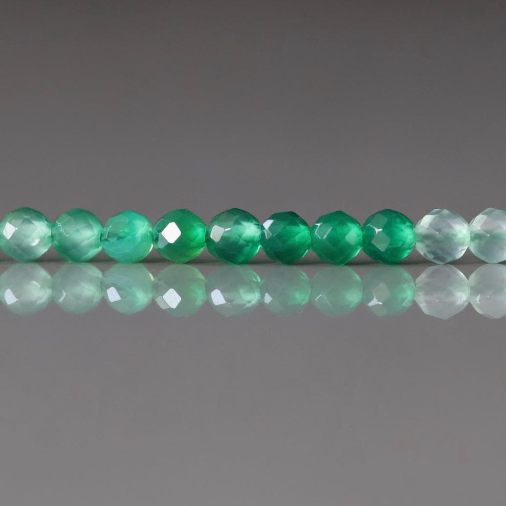 4mm Green Agate Beads ‚Äì Faceted Round Natural Gemstone 15" Strand