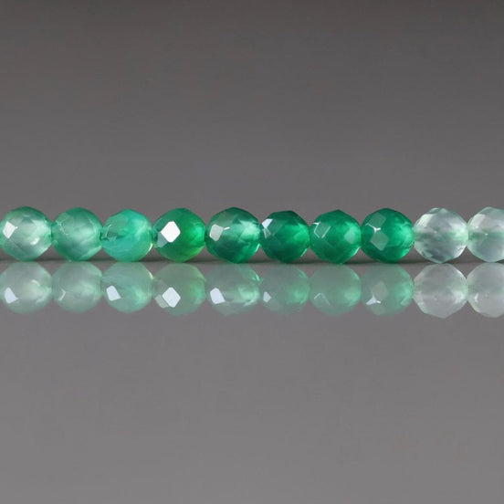 4mm Green Agate Beads ‚Äì Faceted Round Natural Gemstone 15" Strand