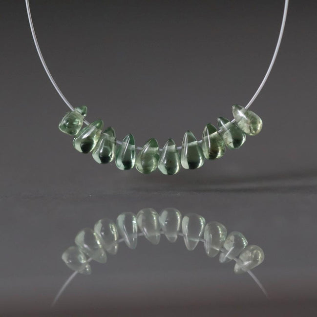 Tiny 4mm Green Tourmaline Briolettes Beads Smooth Drops 10 PCs Genuine Green Gemstone Pear Beads DIY Jewelry Making October Birthstone