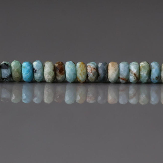 4mm Rare Hemimorphite Rondel Beads Faceted 4” Raw Genuine Gemstone Beads DIY Jewelry Making Supply
