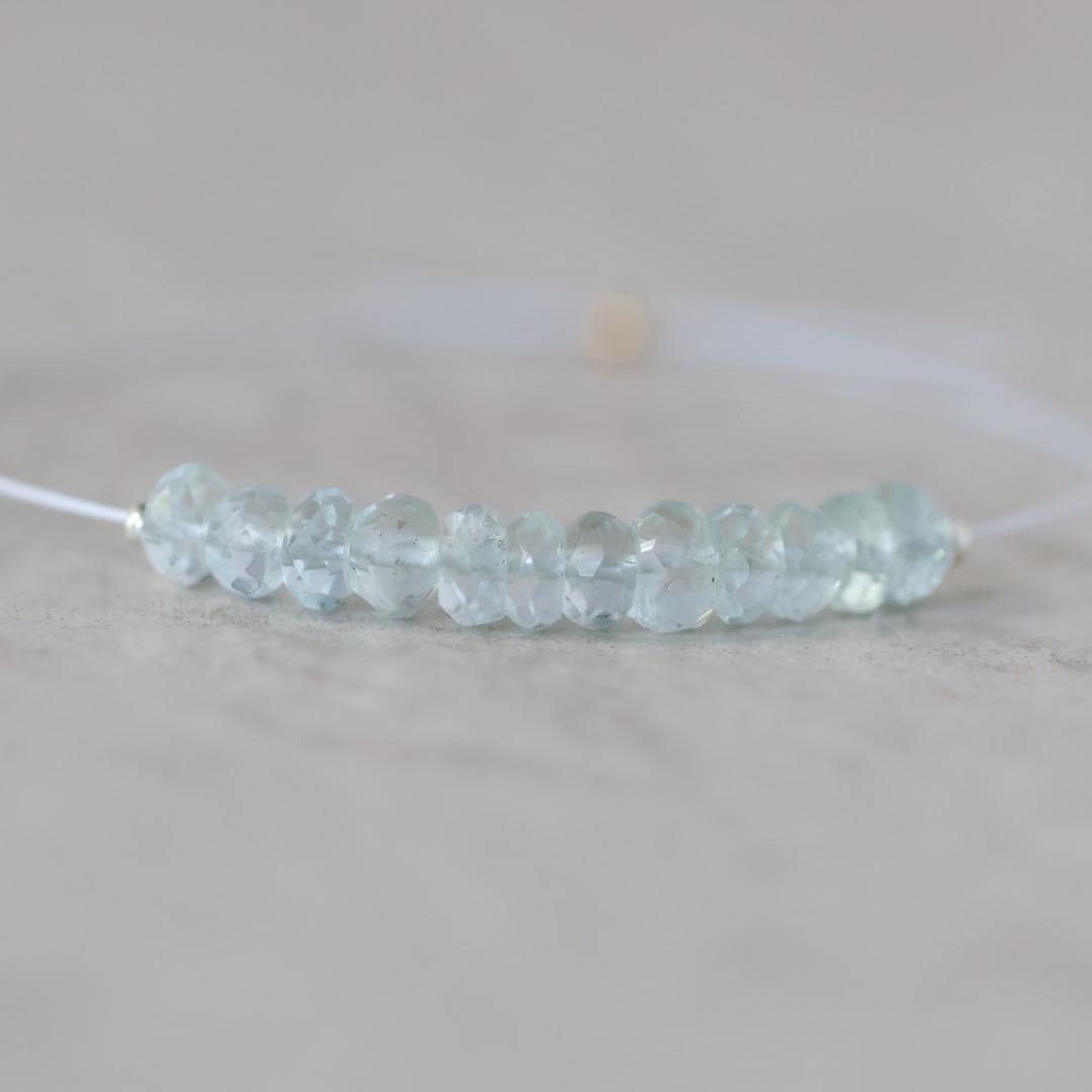4mm Ice Blue AAA Aquamarine Beads Hand Faceted Rondelle 12 Pcs Natural Gemstone Beads Jewelry Making DIY March Birthstone