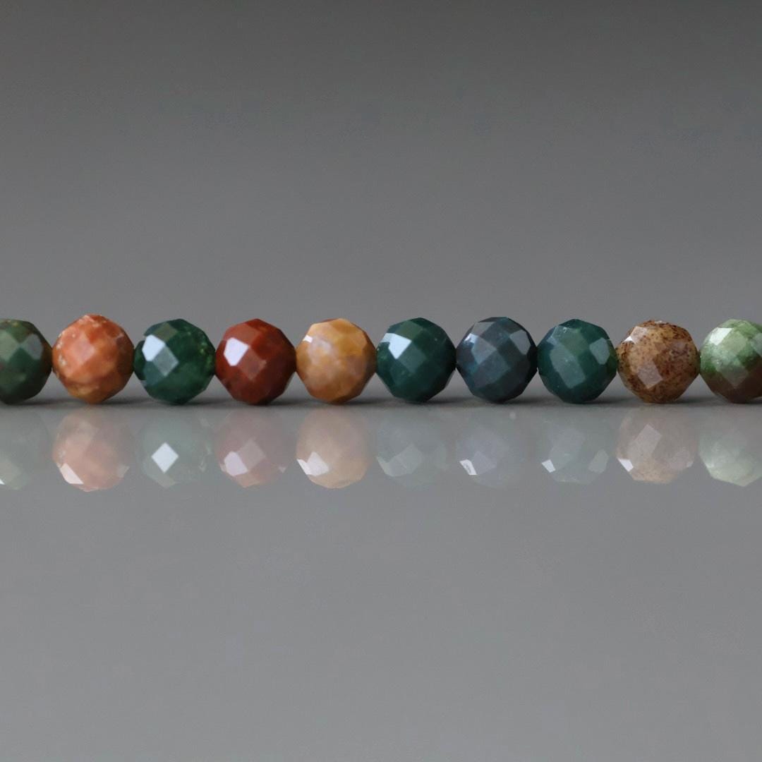 4mm Indian Agate Beads Faceted Genuine Agate Colorful Beads 15" Sparkly Gemstone Beads for DIY Jewelry Making Gift for Crafter