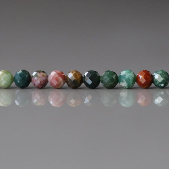 4mm Indian Agate Beads Faceted Genuine Agate Colorful Beads 15" Sparkly Gemstone Beads for DIY Jewelry Making Gift for Crafter