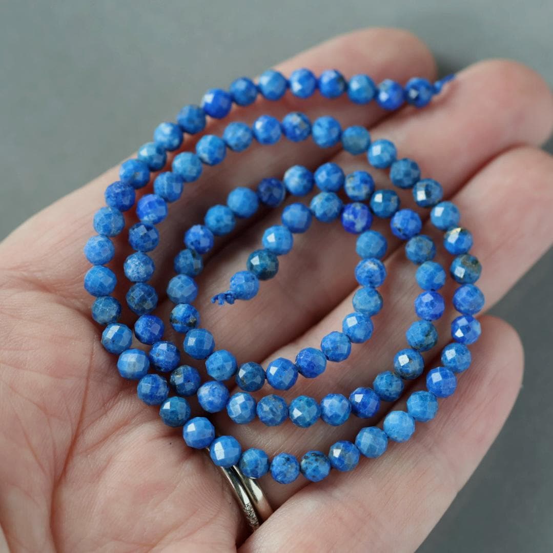 4mm Lapis Lazuli Beads – Faceted Round Natural Gemstone 15" Strand