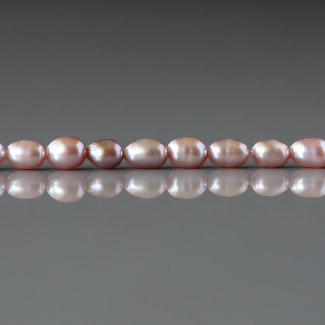 4mm AAAA Freshwater Pearl Beads Rice Shape Pearls Lavender Pink Pearls Baroque 15" Beads Beading Crafter Gift June Birthstone DIY Jewelry