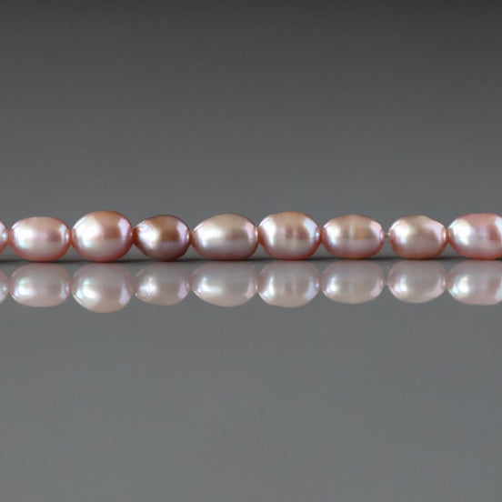 4mm AAAA Freshwater Pearl Beads Rice Shape Pearls Lavender Pink Pearls Baroque 15" Beads Beading Crafter Gift June Birthstone DIY Jewelry