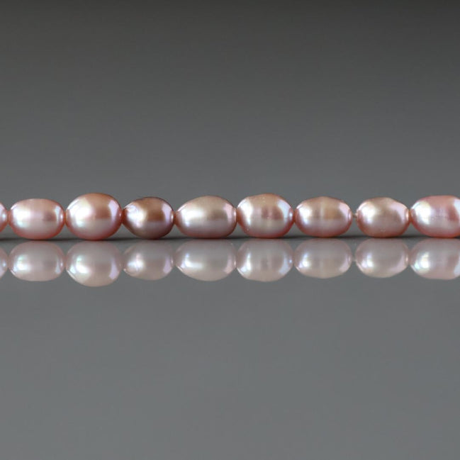 4mm Lavender Freshwater Pearl Beads - Rice Natural Gemstone 15" Strand