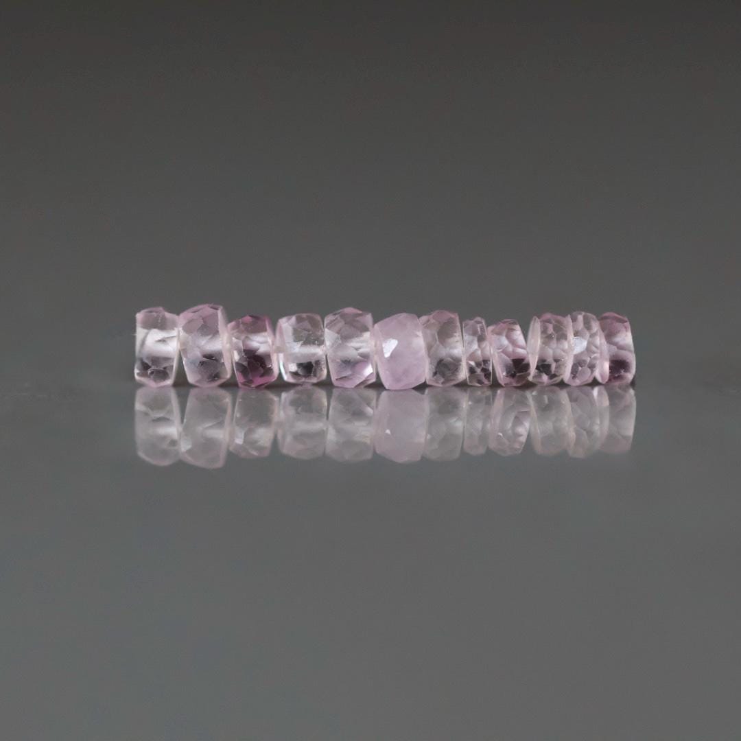 4mm Light Pink Sapphire Beads Rondelle 12 PCs Faceted Genuine Gemstone Beads Jewelry Making Beading Craft Gift September Birthstone