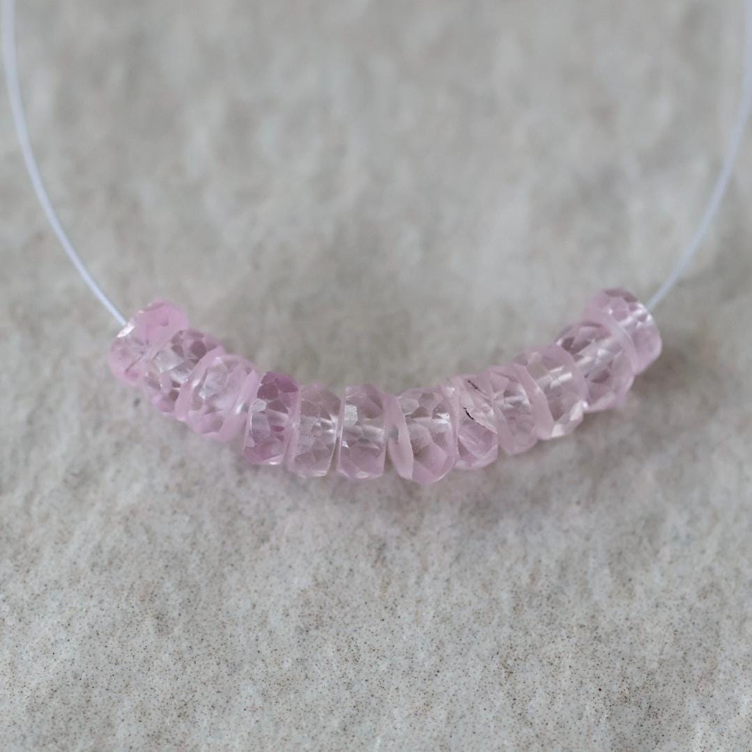 4mm Light Pink Sapphire Beads Rondelle Faceted 1” Natural Gemstone for DIY Jewelry Making Supplies