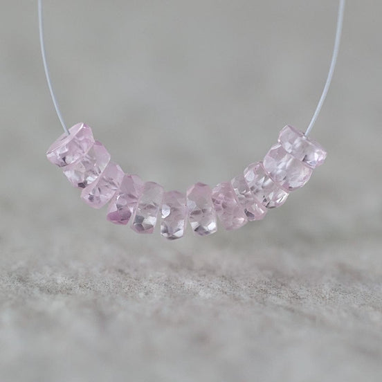4mm Light Pink Sapphire Beads Rondelle Faceted 1” Natural Gemstone for DIY Jewelry Making Supplies