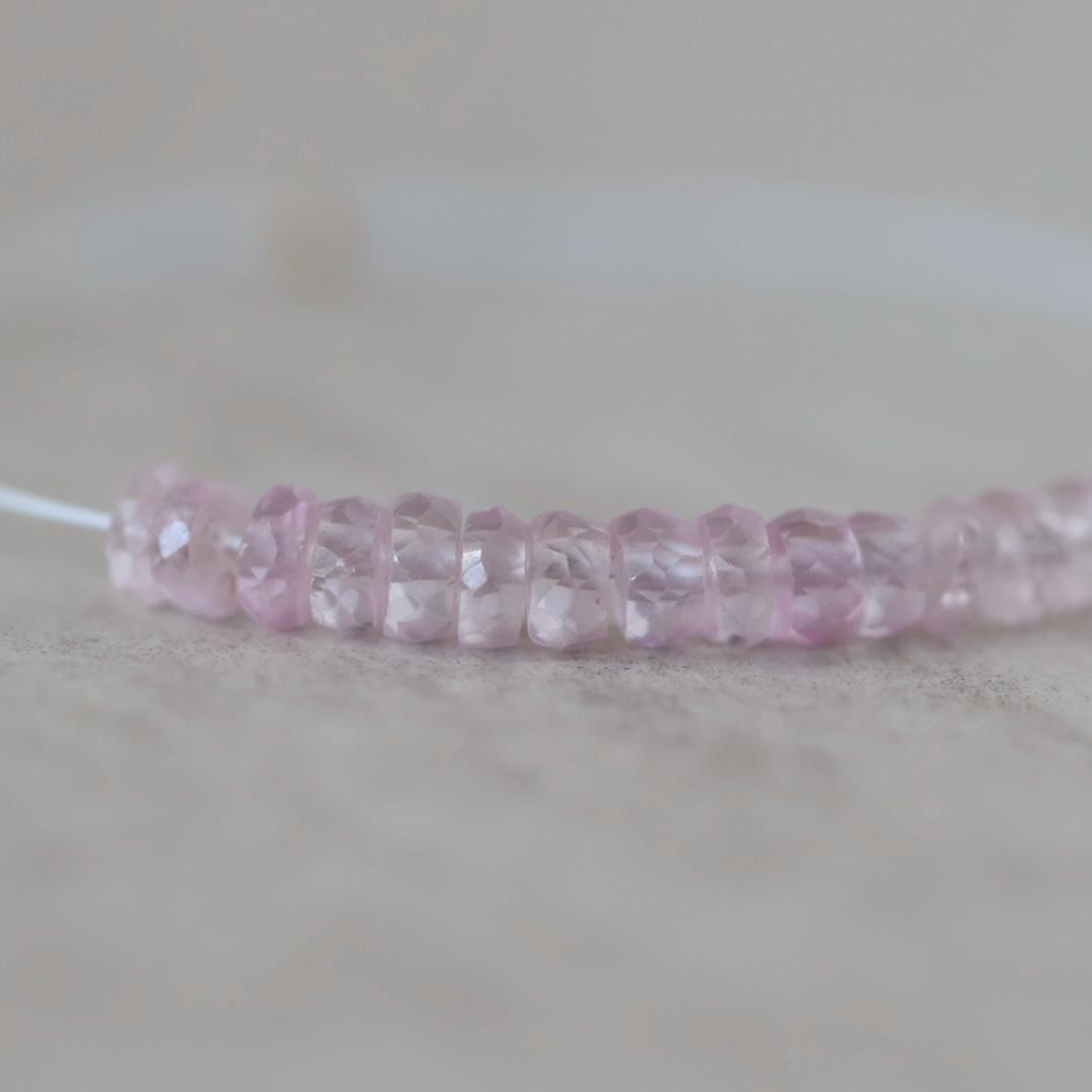 4mm Light Pink Sapphire Beads Rondelle Faceted 1” Natural Gemstone for DIY Jewelry Making Supplies