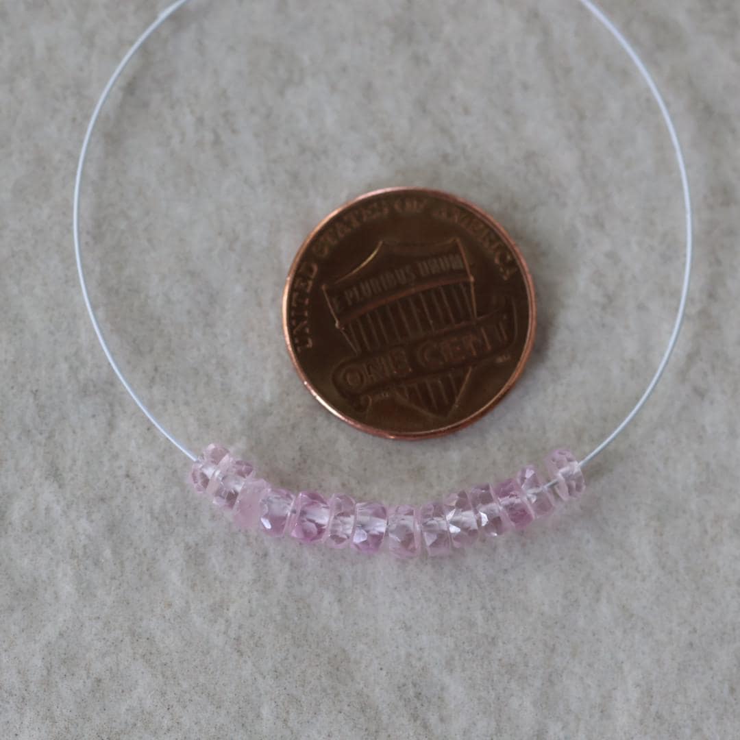 4mm Light Pink Sapphire Beads Rondelle Faceted 1” Natural Gemstone for DIY Jewelry Making Supplies