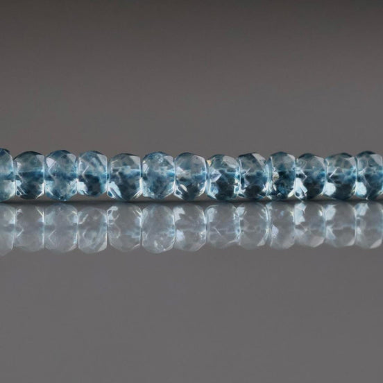 4mm London Blue Topaz Rondelle Beads – Faceted Rondelle Natural Gemstone 6" Strand