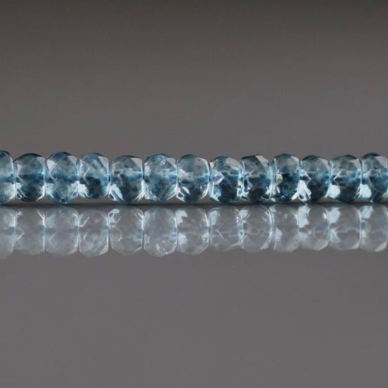 4mm London Blue Topaz Rondelle Beads – Faceted Rondelle Natural Gemstone 6" Strand