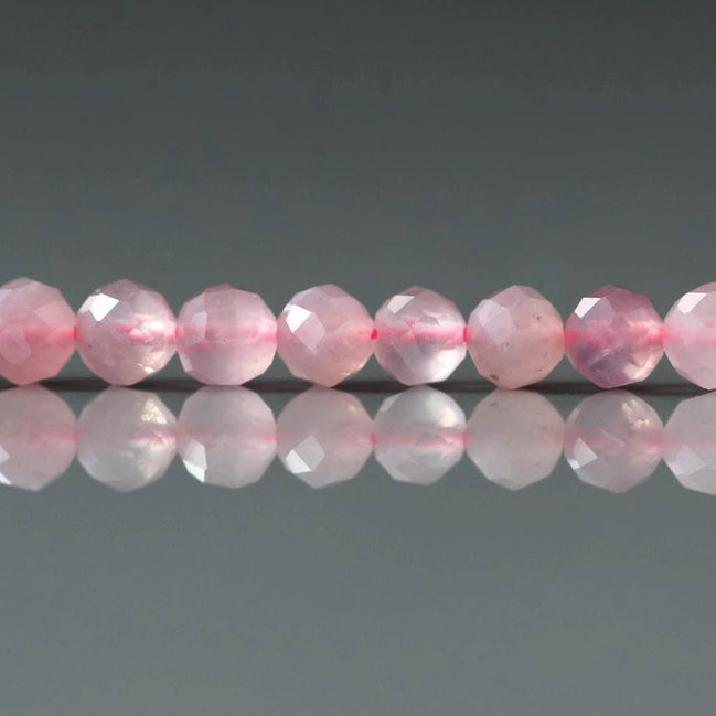 4mm Madagascar Rose Quartz Faceted Beads 15" Pale Pink Genuine Gemstone Beads for Jewelry Making Beading Craft Gift Beads