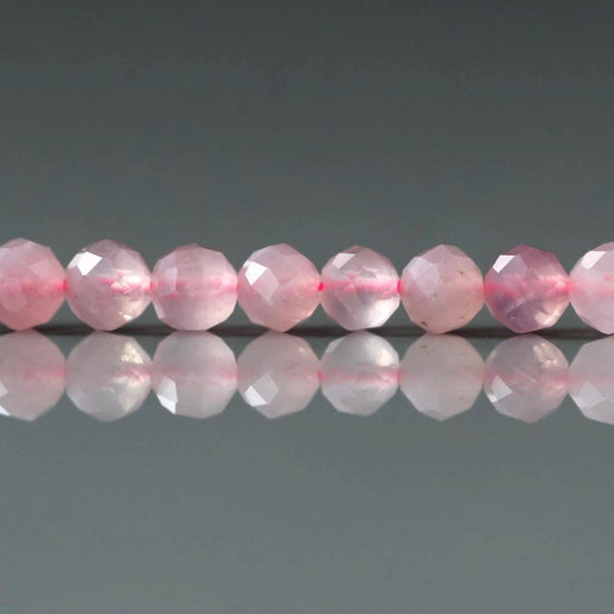4mm Madagascar Rose Quartz Faceted Beads 15" Pale Pink Genuine Gemstone Beads for Jewelry Making Beading Craft Gift Beads