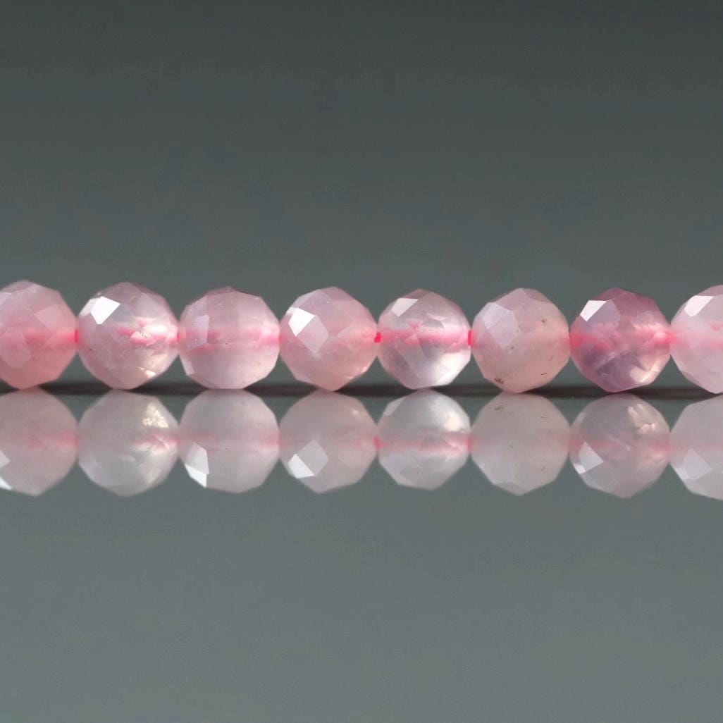 4mm Madagascar Rose Quartz Beads ‚Äì Faceted Round Natural Gemstone 15" Strand