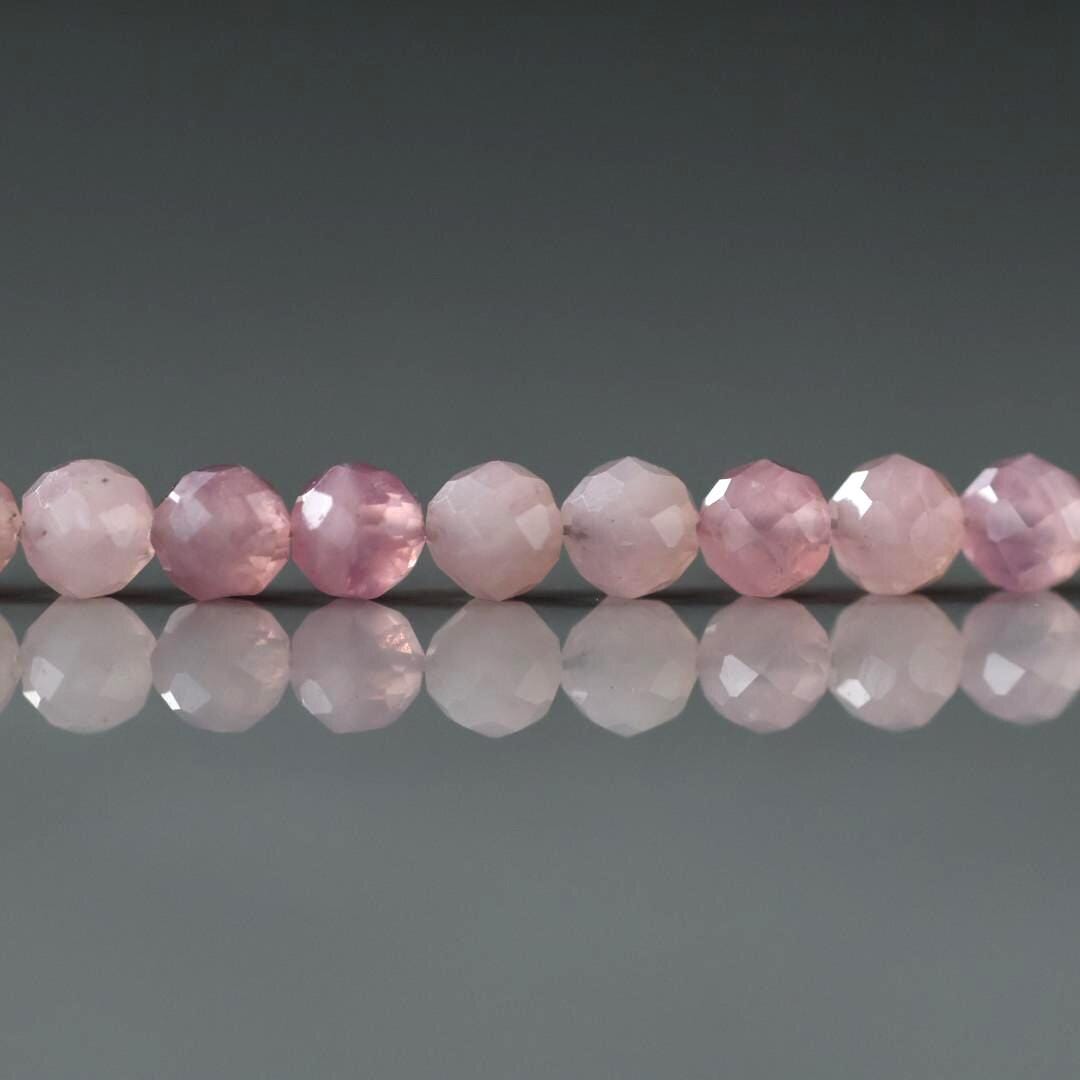 4mm AAA Madagascar Rose Quartz Gemmy Faceted Beads 14 Pcs Genuine Gemstone for Jewelry Making Beading Craft Gift Beads