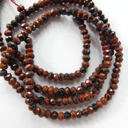4mm Mahogany Obsidian Beads Hand Faceted Rondel Beads 13