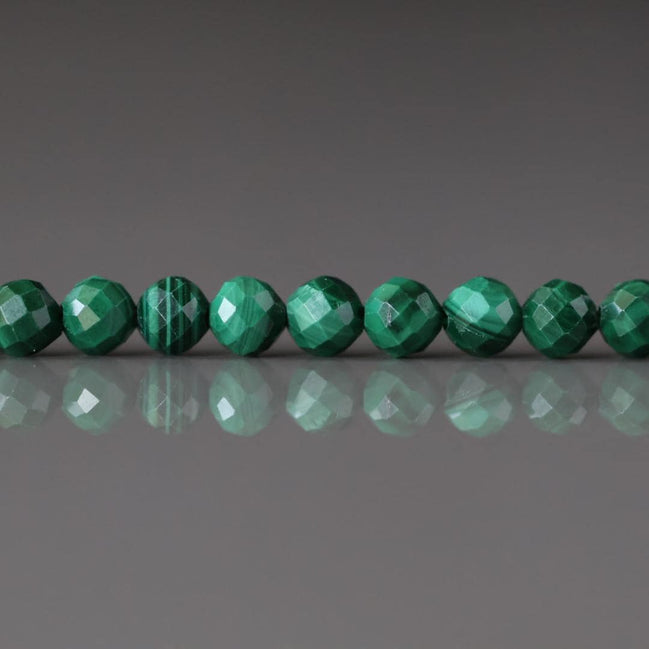 4mm Malachite Beads ‚Äì Faceted Round Natural Gemstone 15" Strand