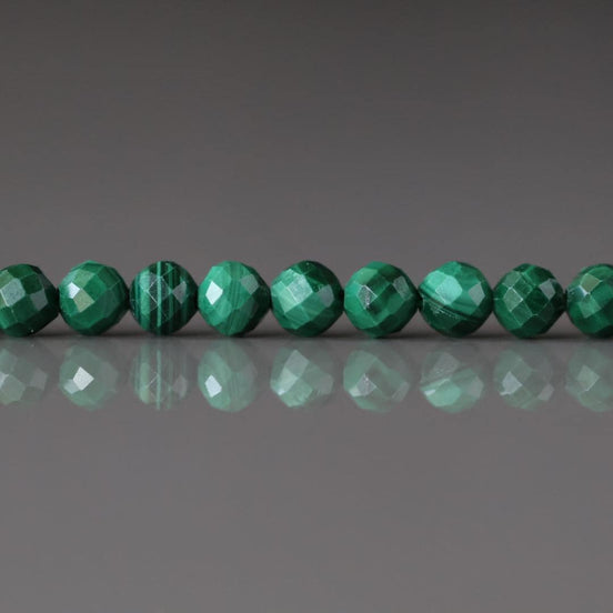 4mm Malachite Beads ‚Äì Faceted Round Natural Gemstone 15" Strand