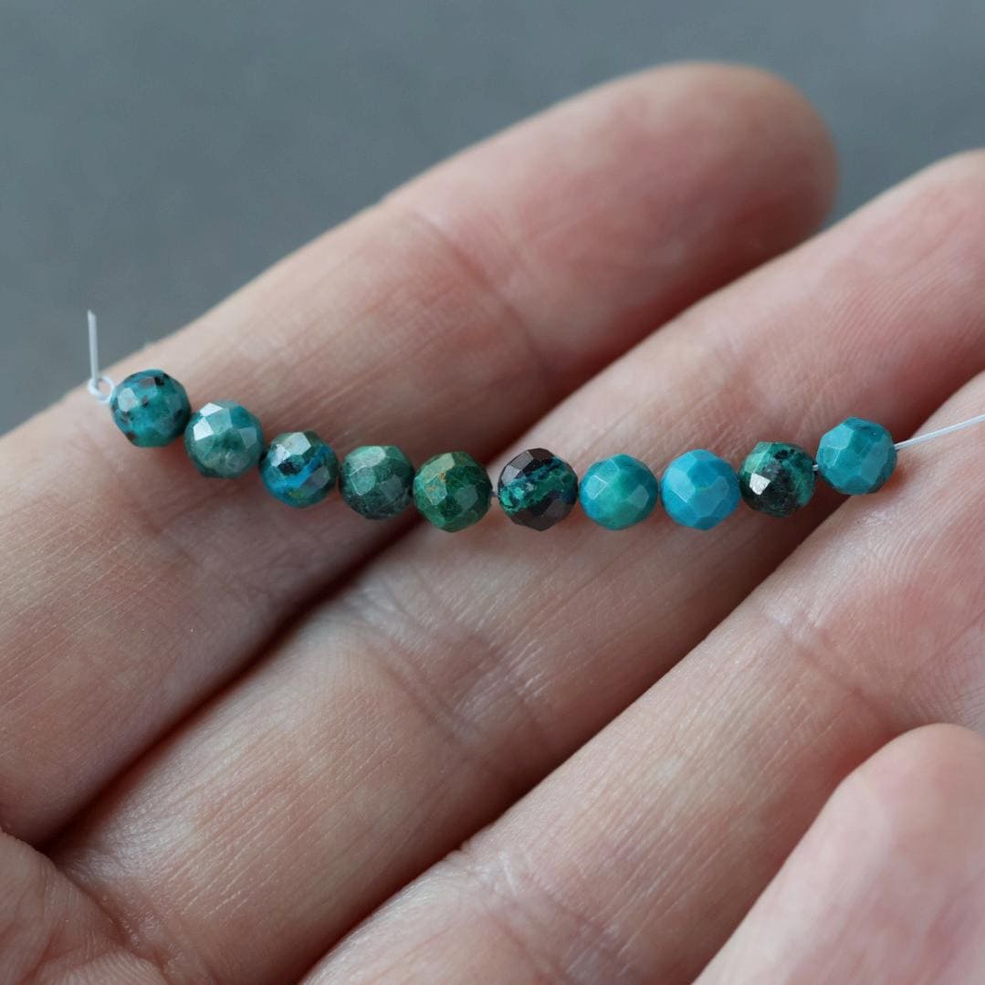 4mm Rare Malacholla Beads Faceted 10 Pcs Malachite Bead Chrysocolla Gemstone Beads for Jewelry Making Beading Gift Crafter