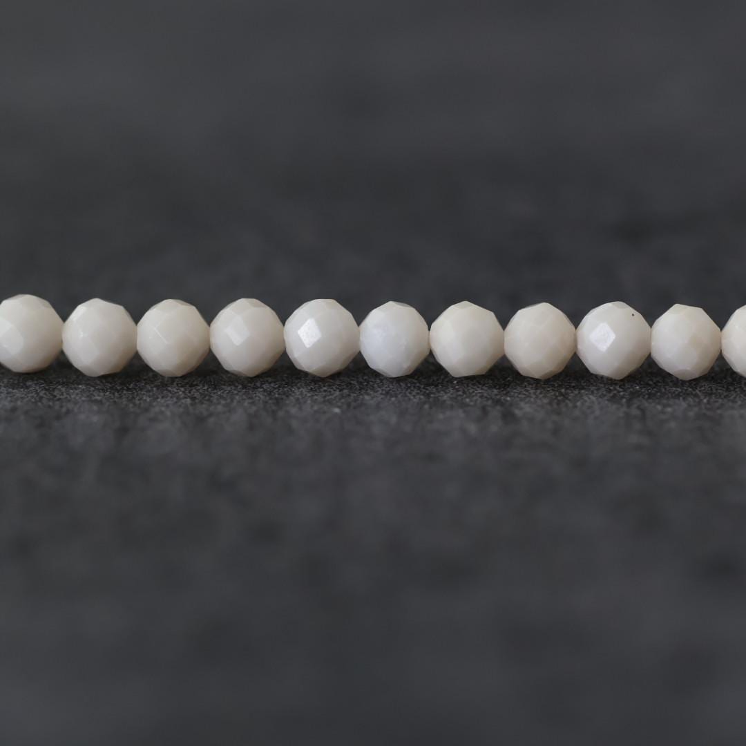 4mm Milky White River Stone Beads Faceted Round Riverstone 15" Natural Gemstone for DIY Jewelry Making Beading Supplies