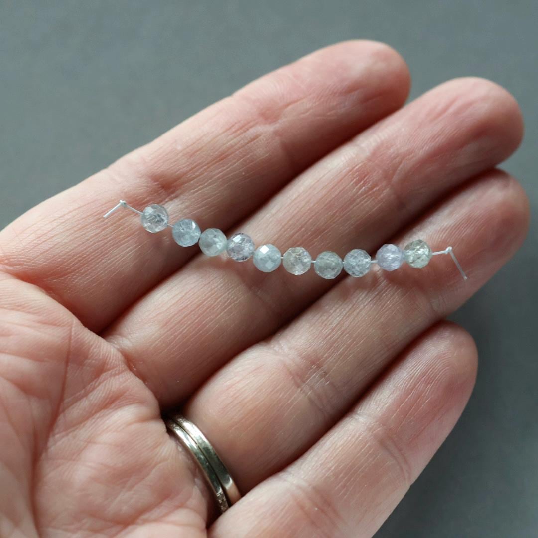 4mm Rare Montana Sapphire Beads Faceted Round 10pcs Raw Genuine Gemstone Beads Jewelry Making Supply September Birthstone