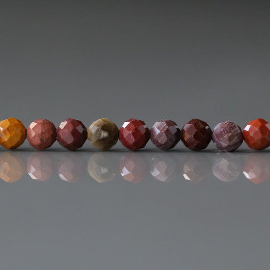 4mm Mookaite Jasper Beads Faceted Genuine Small Earth Tone Jasper Beads 15" Gemstone Beads for Jewelry Making Beading Gift for Crafter