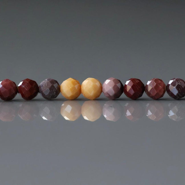 4mm Mookaite Jasper Beads Faceted Genuine Small Earth Tone Jasper Beads 15" Gemstone Beads for Jewelry Making Beading Gift for Crafter